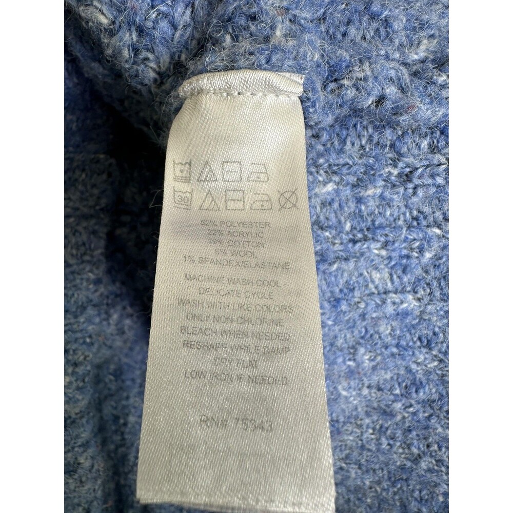 Sincerely Jules Sweater Womens XS Mock Neck Boucle Pullover Wool Blue Half Zip - Picture 5 of 6